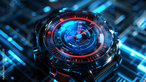 Wallpaper Mural The latest smartwatch with holographic interface, stylish high quality advertising, close-up. modern technology. hitech style Torontodigital.ca