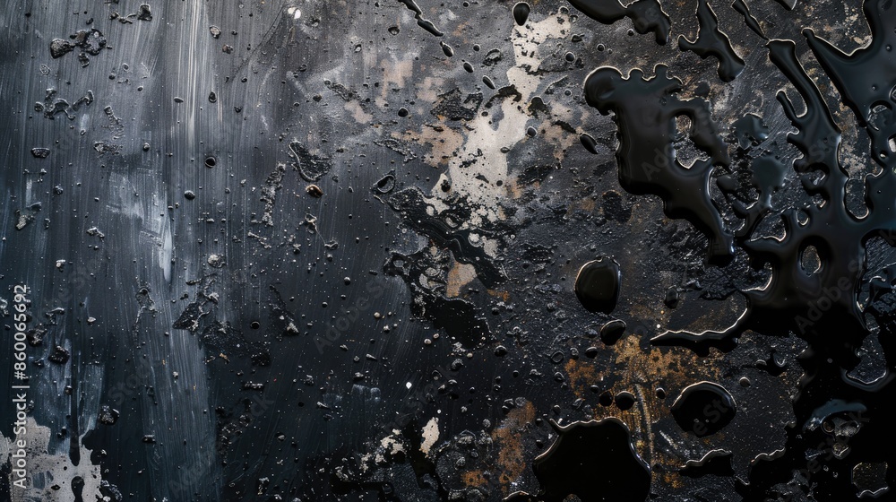 Abstract industrial background with black oil stains and copy space Abstract industrial background with black oil stains and copy space