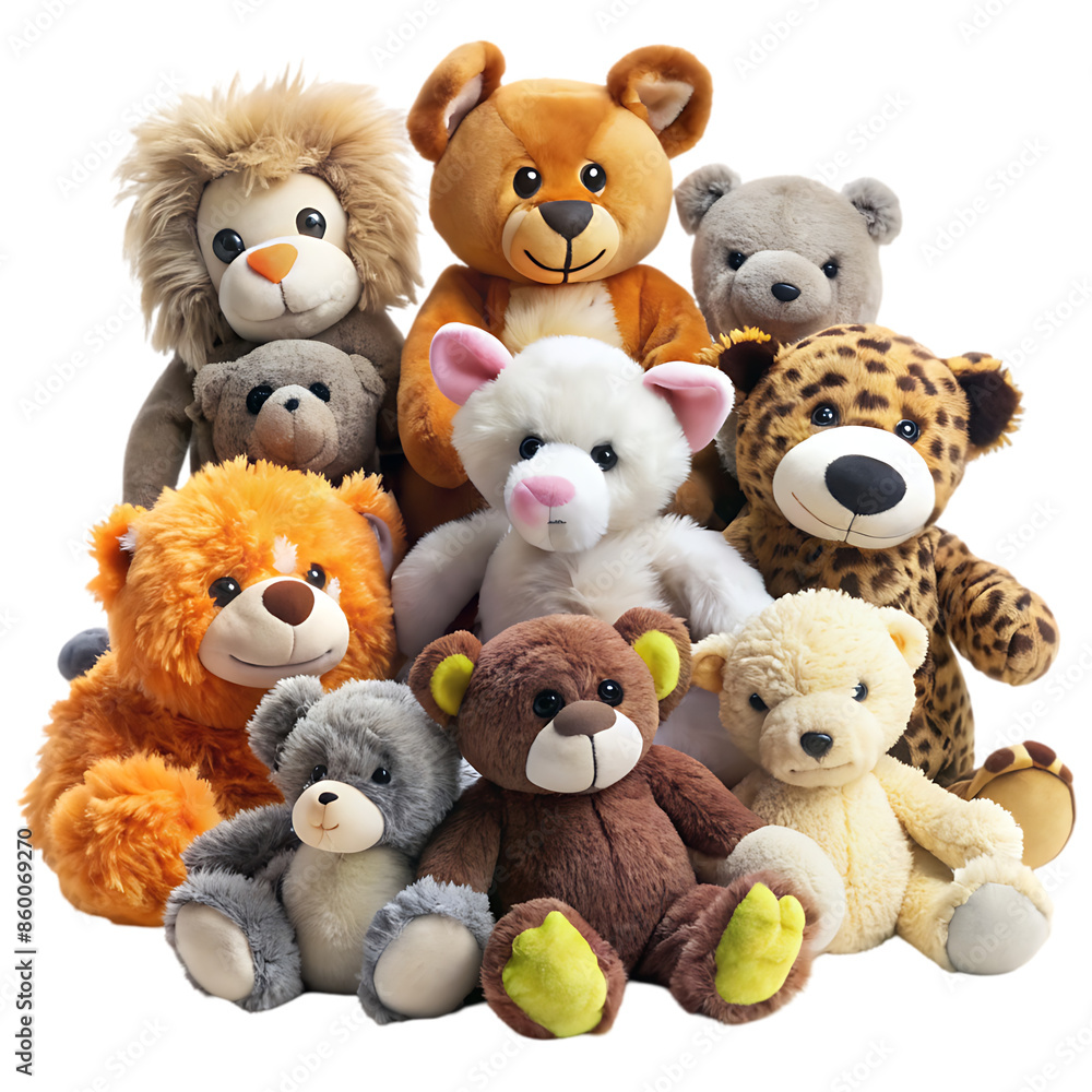 stuffed animals on transparent background stuffed animals on transparent background