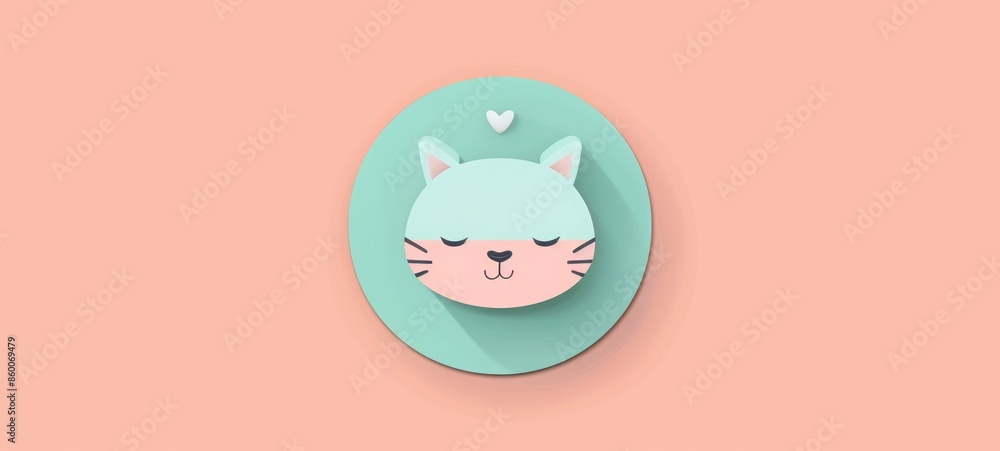icon user round mint and peach, simple cartoon animal icon user round mint and peach, simple cartoon animal
