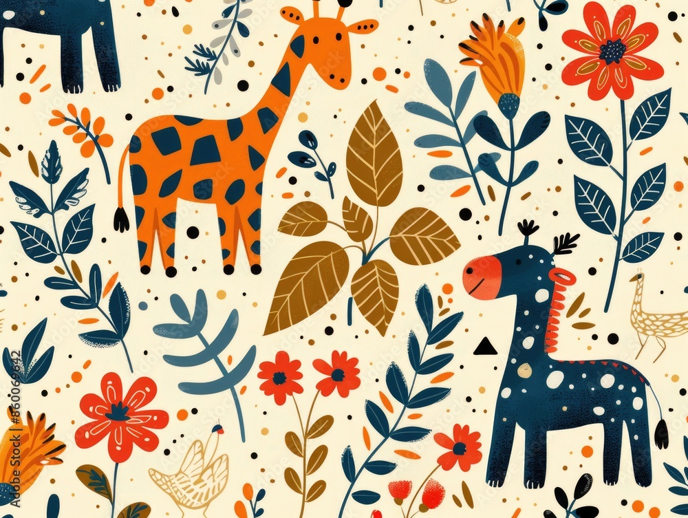safari wildlife pattern, simple kids design. ai generated safari wildlife pattern, simple kids design. ai generated