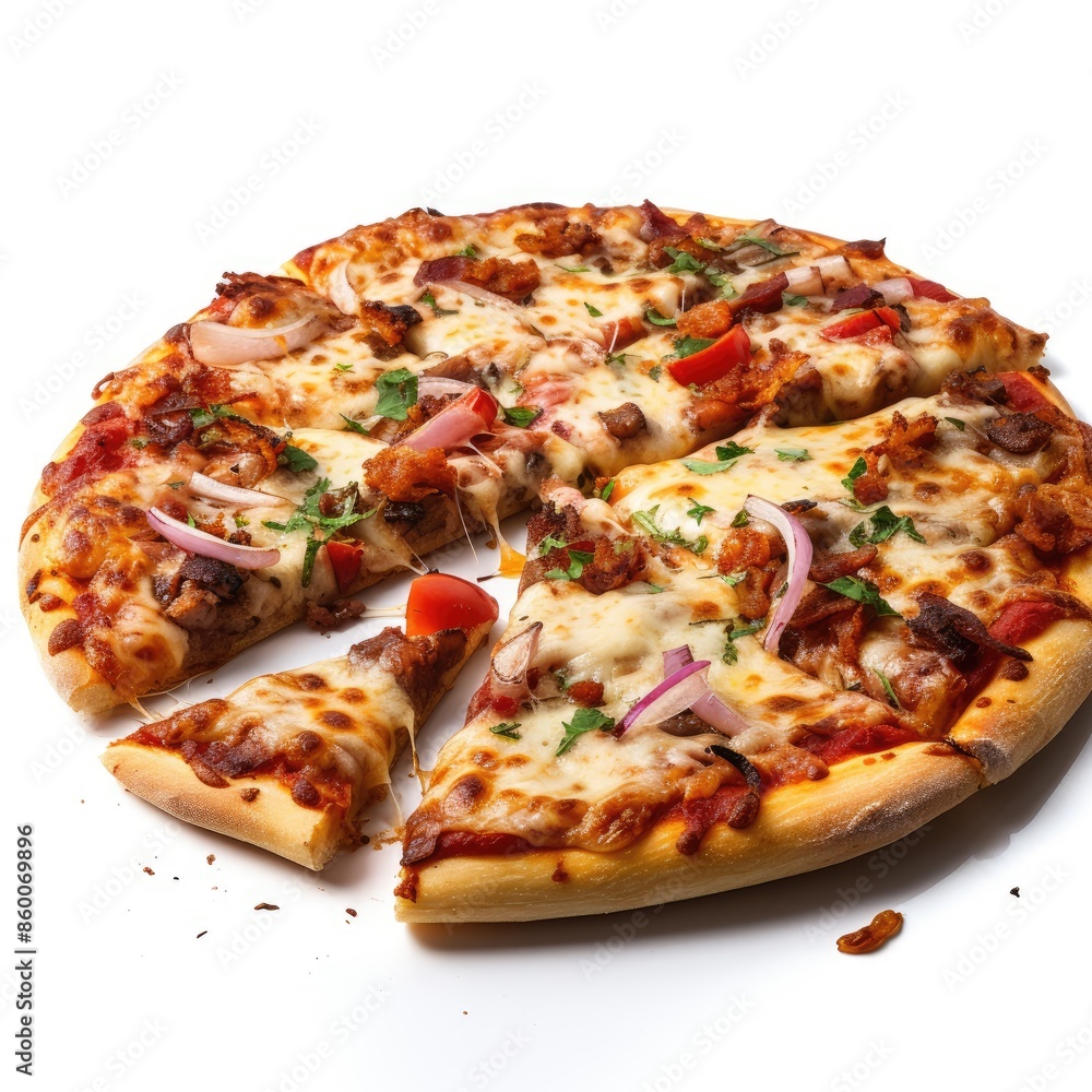 Delicious Pizza with Gooey Cheese and Various Toppings Delicious Pizza with Gooey Cheese and Various Toppings