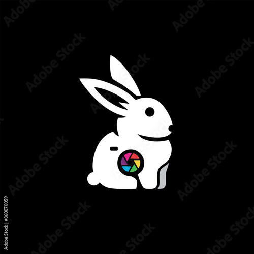 vector simple rabbit photography logo