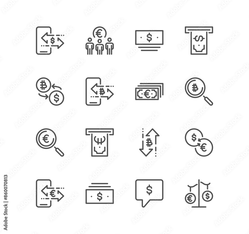 Set of finance related icons, money, stock market, contract, exchange, goal, target, bank safe, savings, investment, currency, earnings, income, revenue and linear variety vectors.
Set of finance related icons, money, stock market, contract, exchange, goal, target, bank safe, savings, investment, currency, earnings, income, revenue and linear variety vectors.