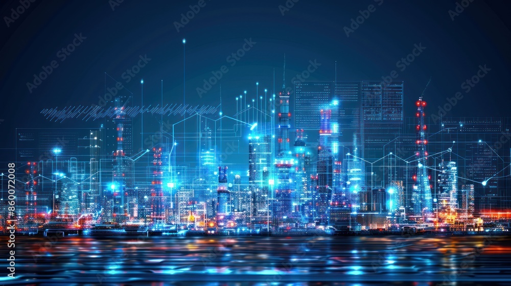 Obraz premium Digital Cityscape: A Vision of Modern Technology