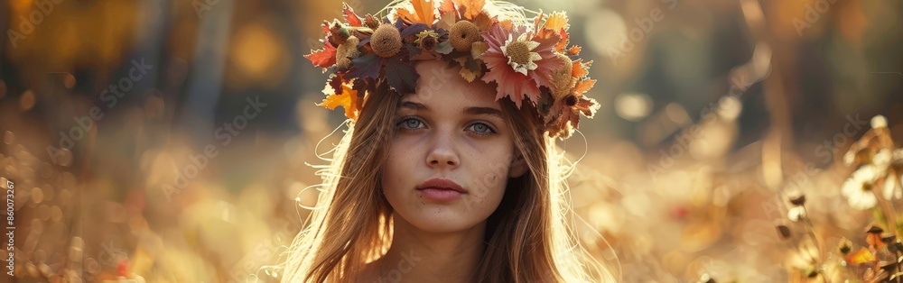 Elegant Bride Wears Floral Wreath at Stylish Wedding Elegant Bride Wears Floral Wreath at Stylish Wedding