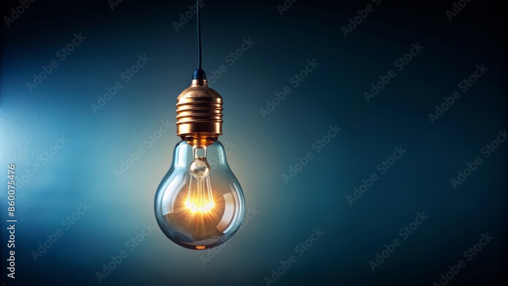 A solitary light bulb suspended in mid-air, bright idea concept illuminated against a dark gradient background with subtle shadows. A solitary light bulb suspended in mid-air, bright idea concept illuminated against a dark gradient background with subtle shadows.