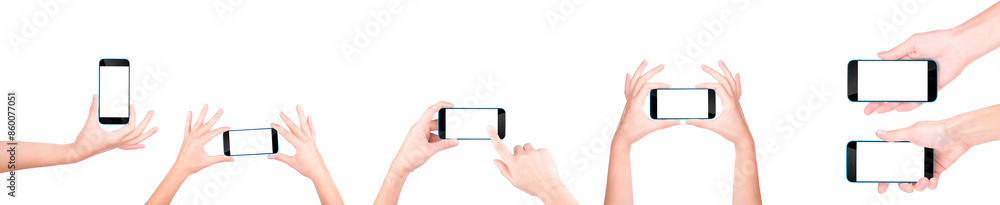 Hand holding Black Smartphone with blank screen Hand holding Black Smartphone with blank screen