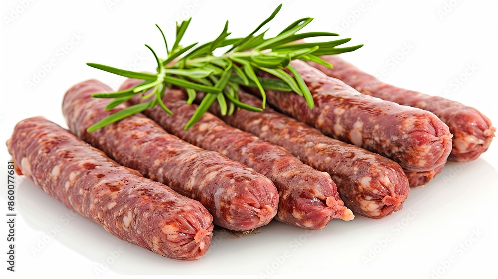 Fresh Raw Beef Sausages on Display, Meat Market Background - Stock Photo Fresh Raw Beef Sausages on Display, Meat Market Background - Stock Photo