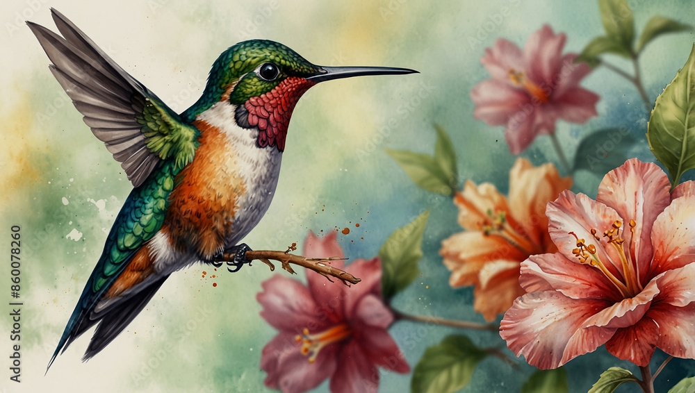 Fototapeta premium hummingbird on flower