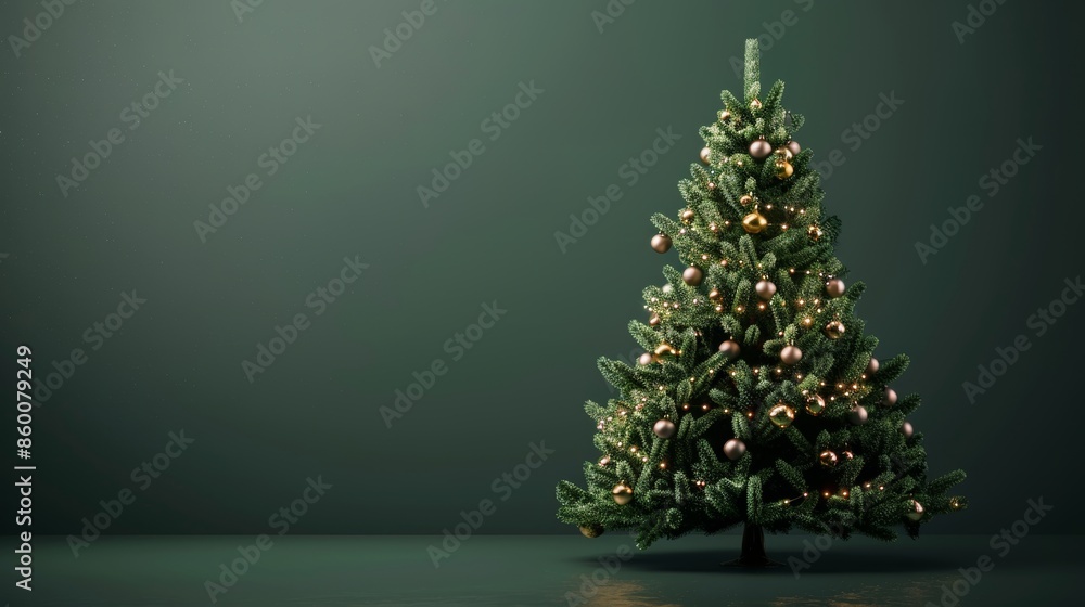 Vibrant Christmas Tree on Green Background for Holiday Decor Generative AI Vibrant Christmas Tree on Green Background for Holiday Decor Generative AI