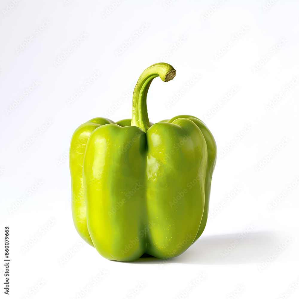 One green pepper. Fresh sweet bell pepper on a white background. highresolution photo, full depth of field One green pepper. Fresh sweet bell pepper on a white background. highresolution photo, full depth of field