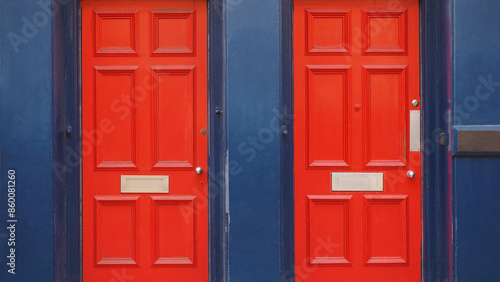 red traditional british doors