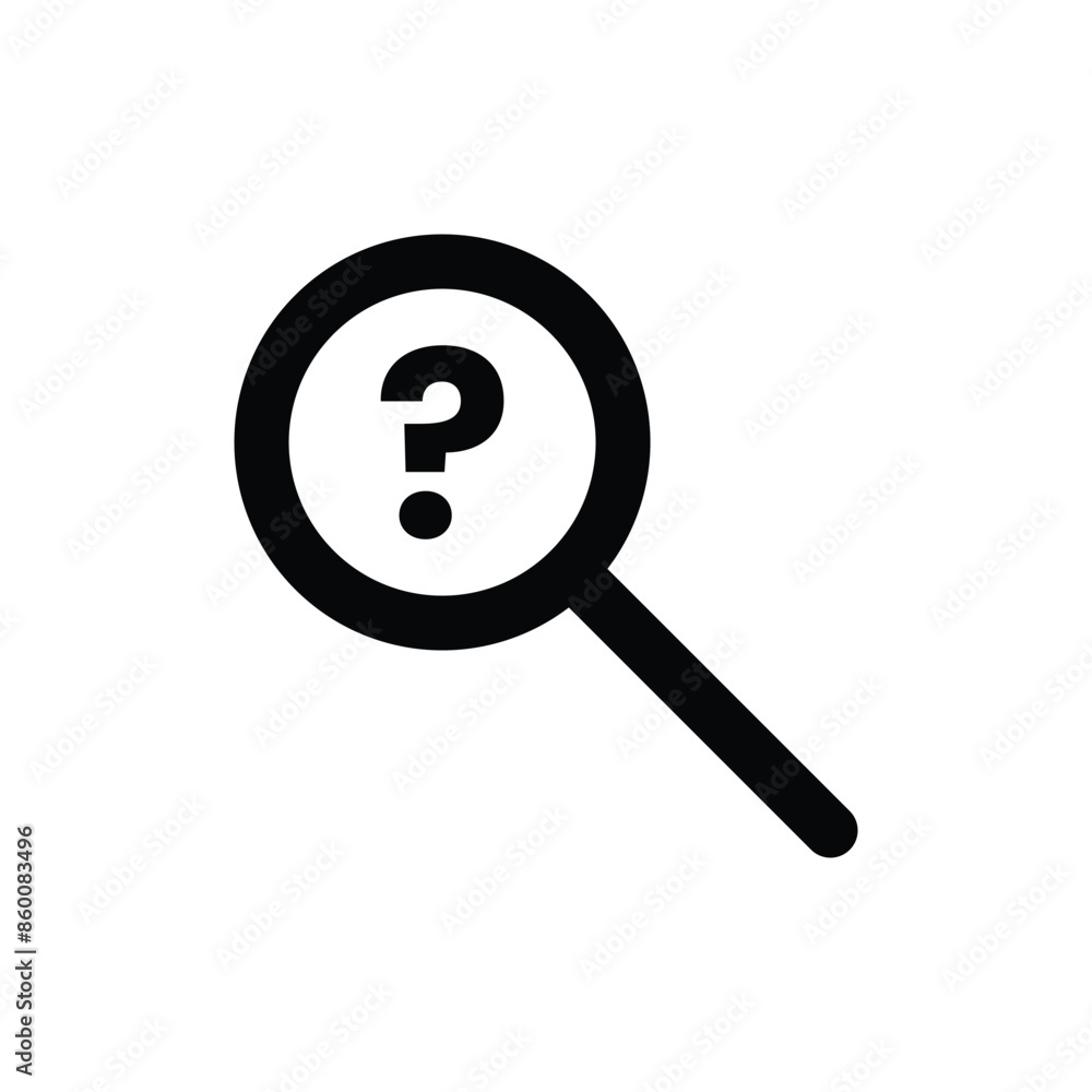 Magnifying glass icon with question mark vector Magnifying glass icon with question mark vector