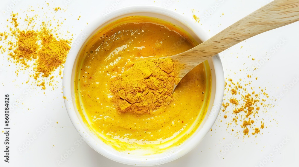 Vibrant Golden Turmeric Tahini Dressing Preparation - Healthy Cooking Scene with Colorful Ingredients and Tools Stock Photo Vibrant Golden Turmeric Tahini Dressing Preparation - Healthy Cooking Scene with Colorful Ingredients and Tools Stock Photo