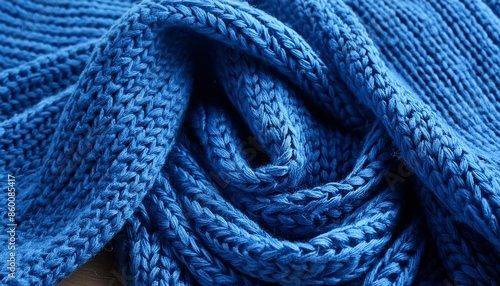 knitted woolen scarf clothing textile canvas for design closeup classic blue pantone 2020