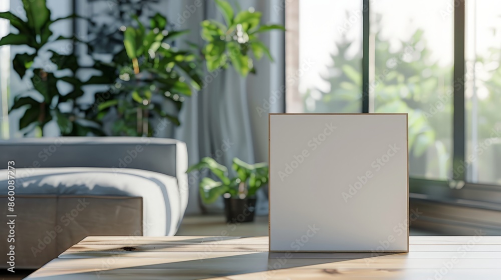 Modern Living Room with Blank Canvas for Artistic Display Modern Living Room with Blank Canvas for Artistic Display