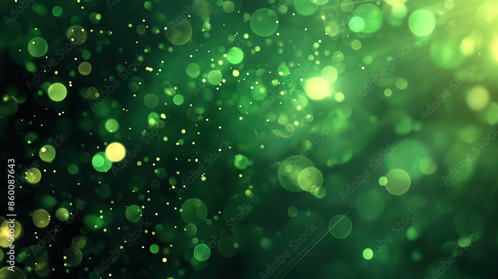 green bokeh flare light effect on black background, for overlay and screen layer modes