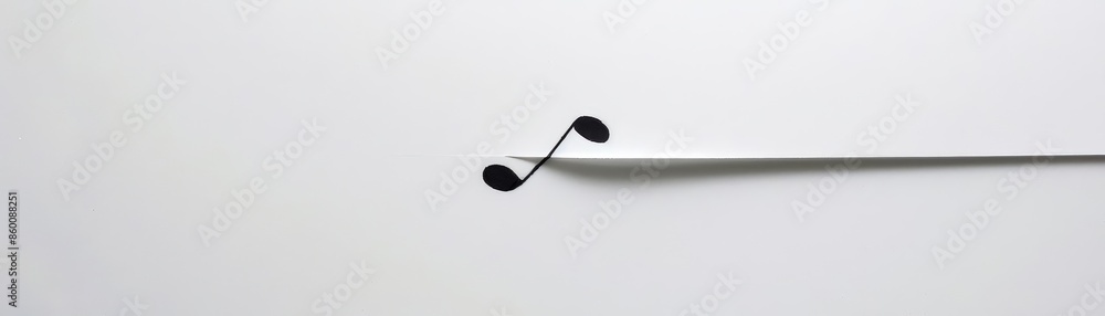A minimalistic art piece featuring a single musical note on a pristine white background A minimalistic art piece featuring a single musical note on a pristine white background