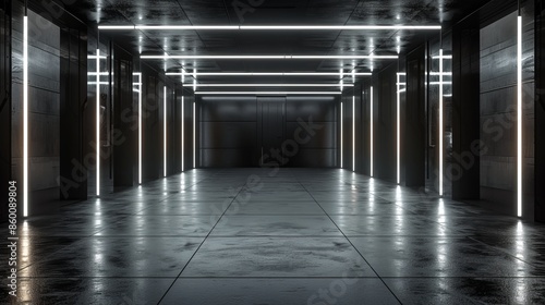 Empty Corridor With Neon Lights © OlScher