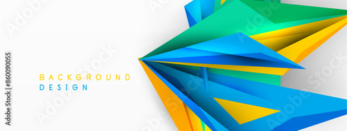 Minimal geometric abstract background. Low poly dynamic triangle design. Trendy techno business template for wallpaper, banner, background or landing
