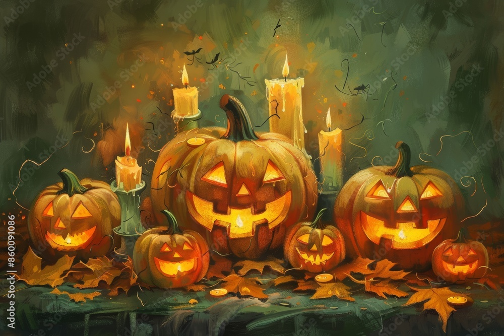 Halloween Jack-O-Lantern and Candles Design Halloween Jack-O-Lantern and Candles Design