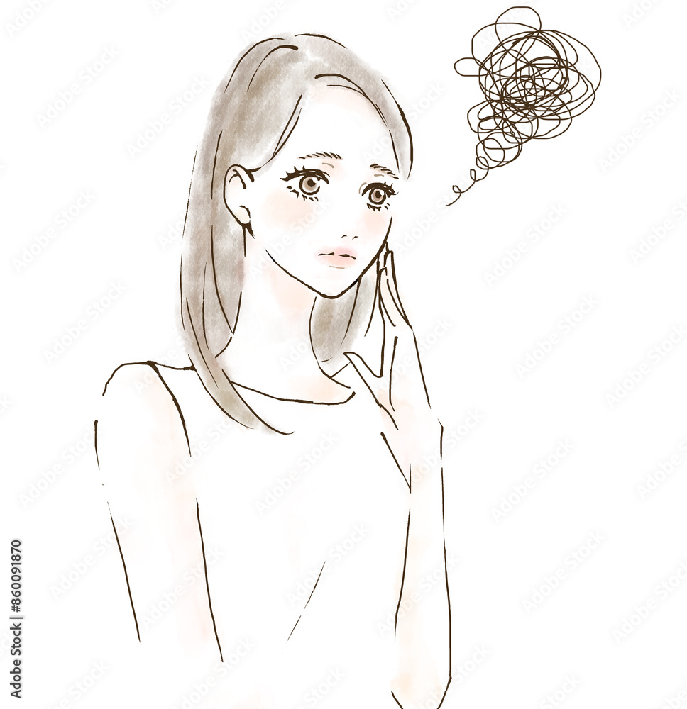 困っている女性 肌トラブル ほうれい線