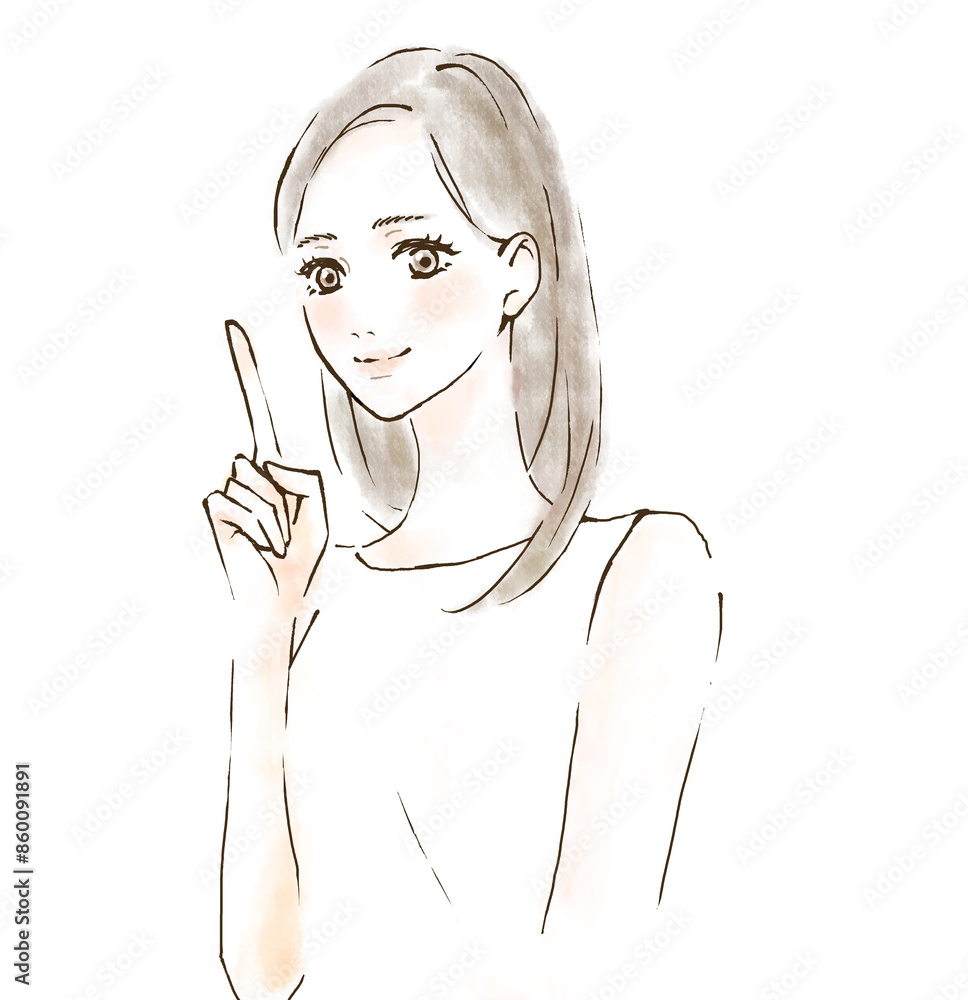 ほうれい線がない女性のイラスト