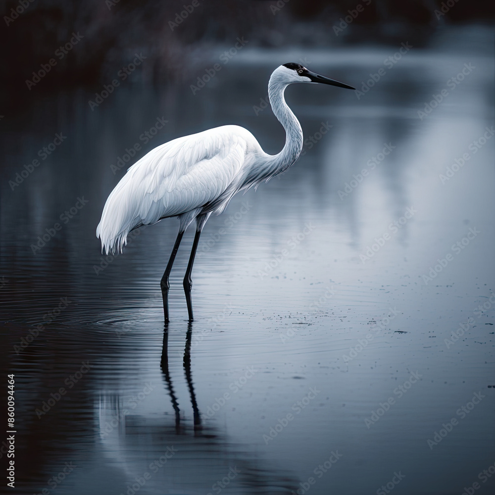 Naklejka premium Graceful Crane by the Lake