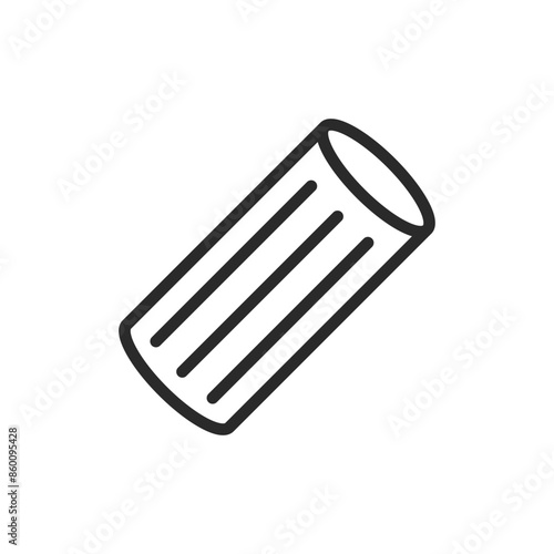 Penne pasta, linear style icon. Tube-shaped pasta. Editable stroke width