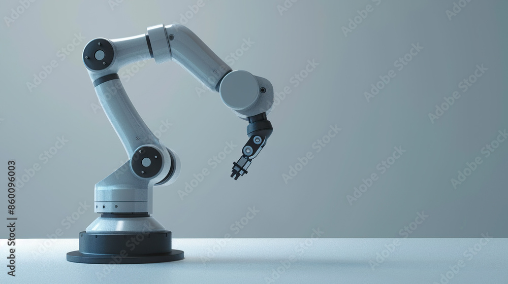 AI-driven robotic arm in an industrial setting on isolate AI-driven robotic arm in an industrial setting on isolate