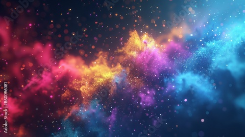 abstract colorful particles on dark background