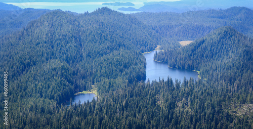 Aerial view of rainforest and lakes. Misty Fjords National Monument. Alaska. USA. photo