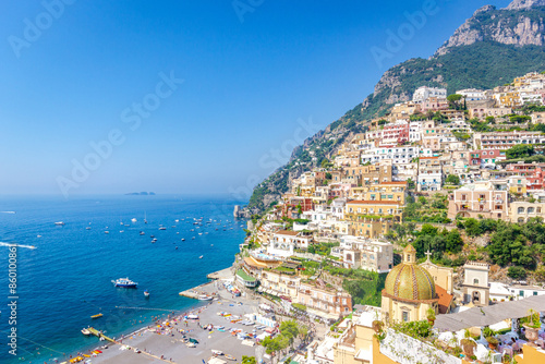 Obraz na płótnie Aerial view of Positano on Amalfi Coast in Campania, Italy. w salonie