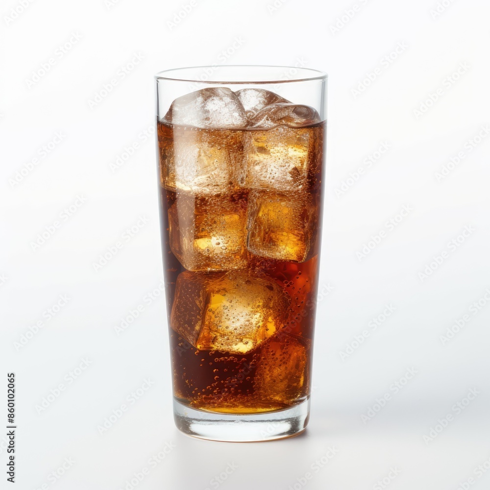 Refreshing Soft Drink in Clear Glass with Ice Cubes Refreshing Soft Drink in Clear Glass with Ice Cubes