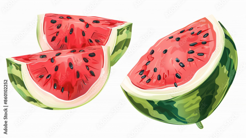Watermelon illustration, juicy and refreshing, will look great on summer designs. It has bright colors and looks delicious. Watermelon illustration, juicy and refreshing, will look great on summer designs. It has bright colors and looks delicious.