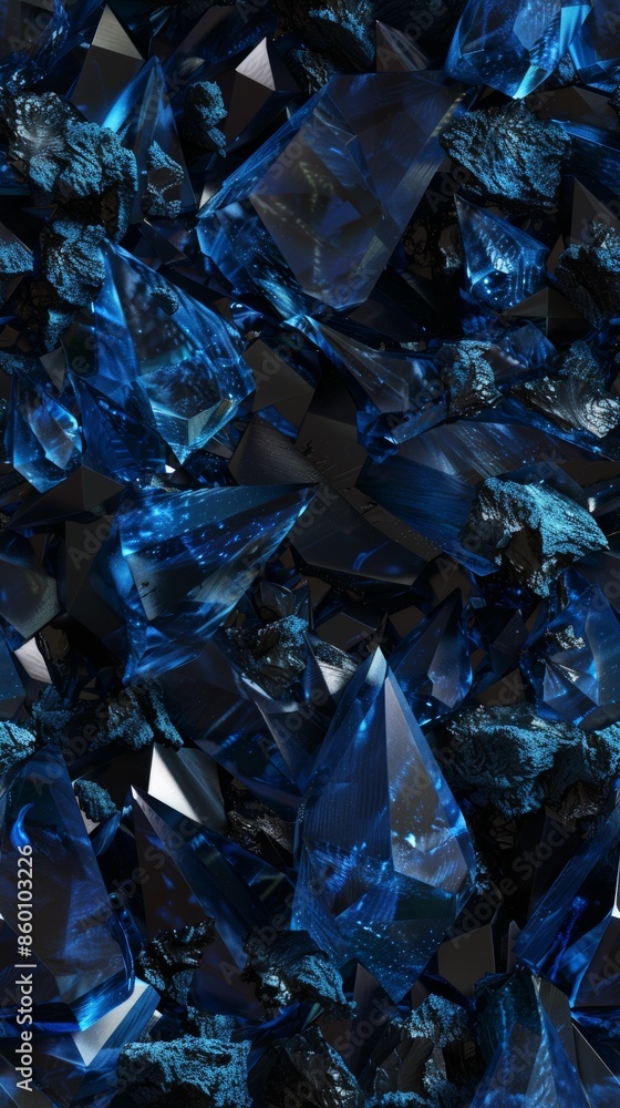 A Close Up View of Deep Blue Crystal Shards Background A Close Up View of Deep Blue Crystal Shards Background