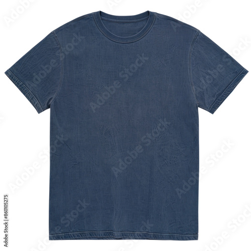 PNG Oversized Washed Out Navy Blue Blank Heavyweight Cotton T-shirt Mockup Isolated On Transparent Background
