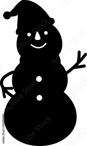 winter snowman silhouette vector
Cute Christmas snowman silhouette isolated