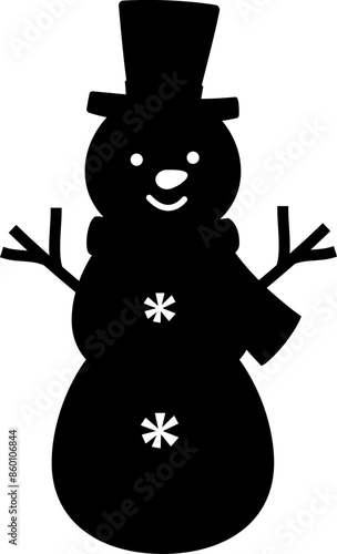winter snowman silhouette vector
Cute Christmas snowman silhouette isolated