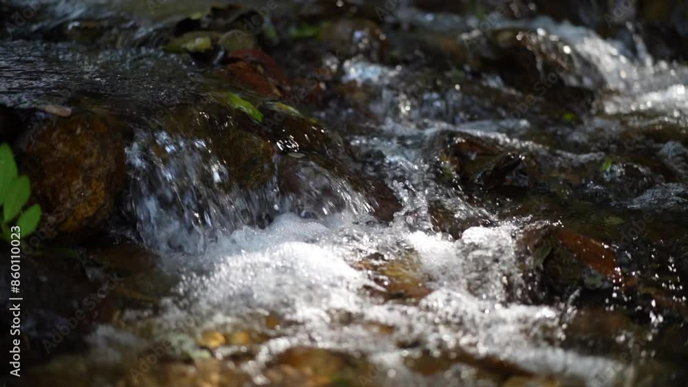 closeup waterfall stream on nature clear slow motion flow water with rocks stones in natural forest environment to jungle in Lan Sang National Park at Phalad Waterfall for summer landscape by sunlight closeup waterfall stream on nature clear slow motion flow water with rocks stones in natural forest environment to jungle in Lan Sang National Park at Phalad Waterfall for summer landscape by sunlight