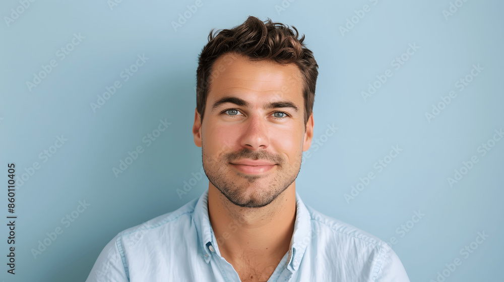 Man with kind expression in casual shirt headshot Man with kind expression in casual shirt headshot