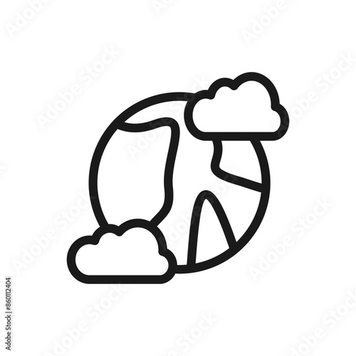 Black Earth planet with clouds icon isolated on white background. Earth globe with atmosphere covered by clouds and gases