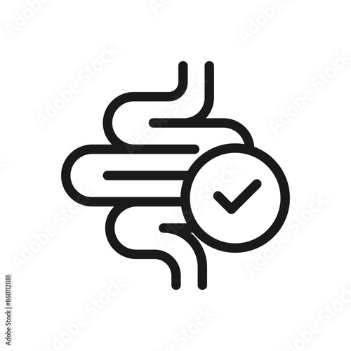 Healthy intestine vector icon. Bowels and checkmark, intestines symbol.
