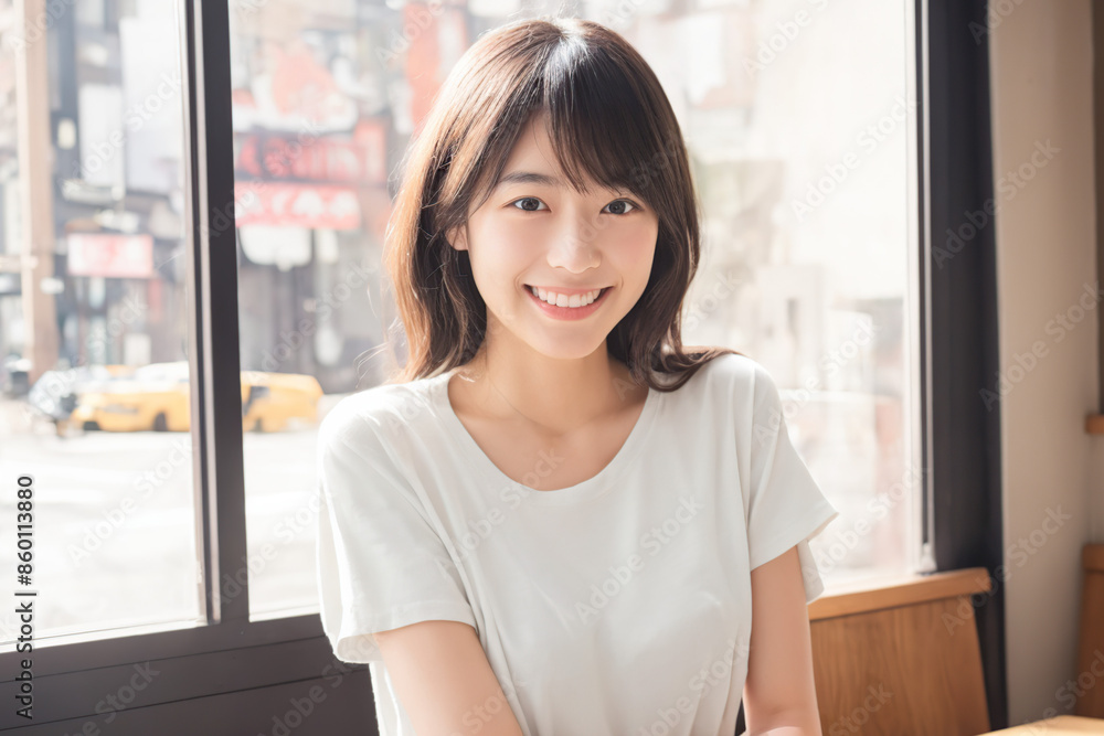 休日にカフェデートする女性 休日にカフェデートする女性
