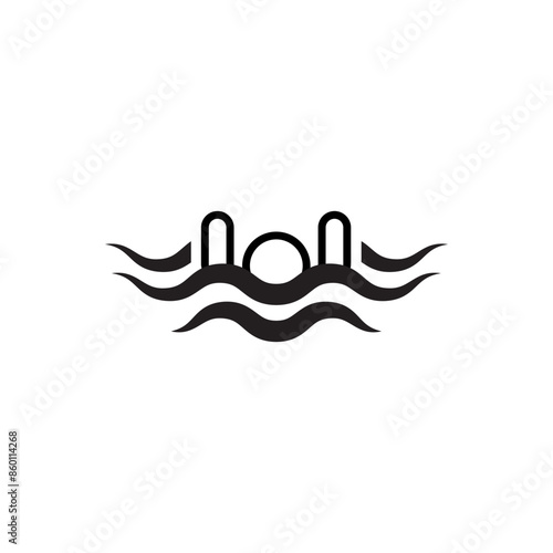 drowned warning logo, line icon, beach symbol, logo template design