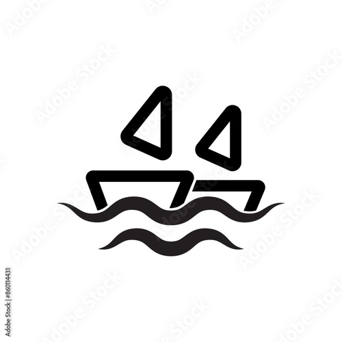 sailboat logo, line icon, vacation symbol, logo template design
