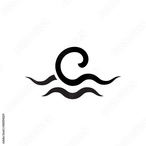 wave logo, line icon, beach symbol, logo template design