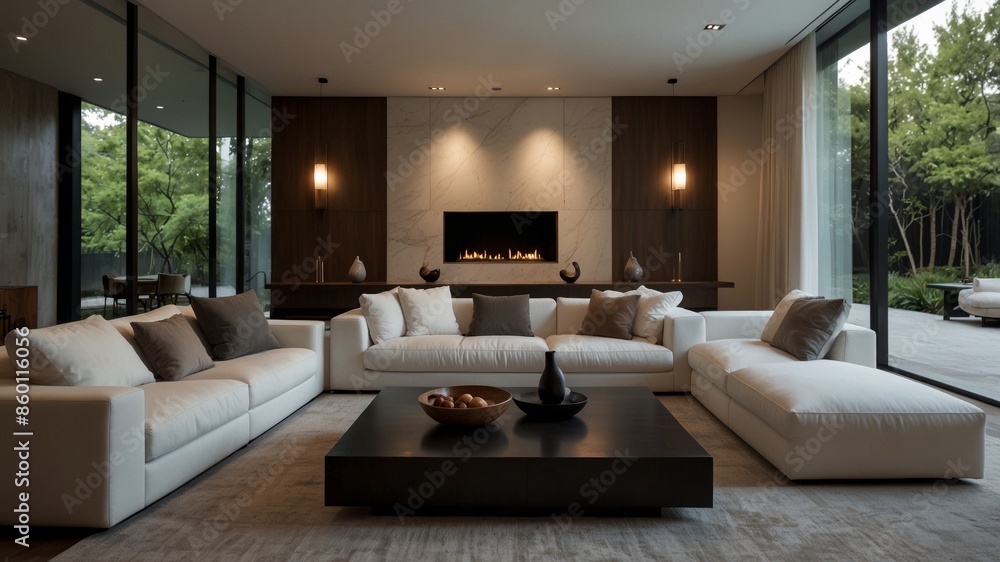 minimalist living room with central seating area minimalist living room with central seating area