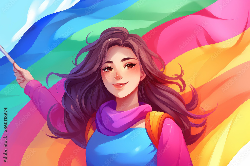 Vibrant cartoon art celebrating LGBT pride with diverse characters and beautiful faces. Vibrant cartoon art celebrating LGBT pride with diverse characters and beautiful faces.
